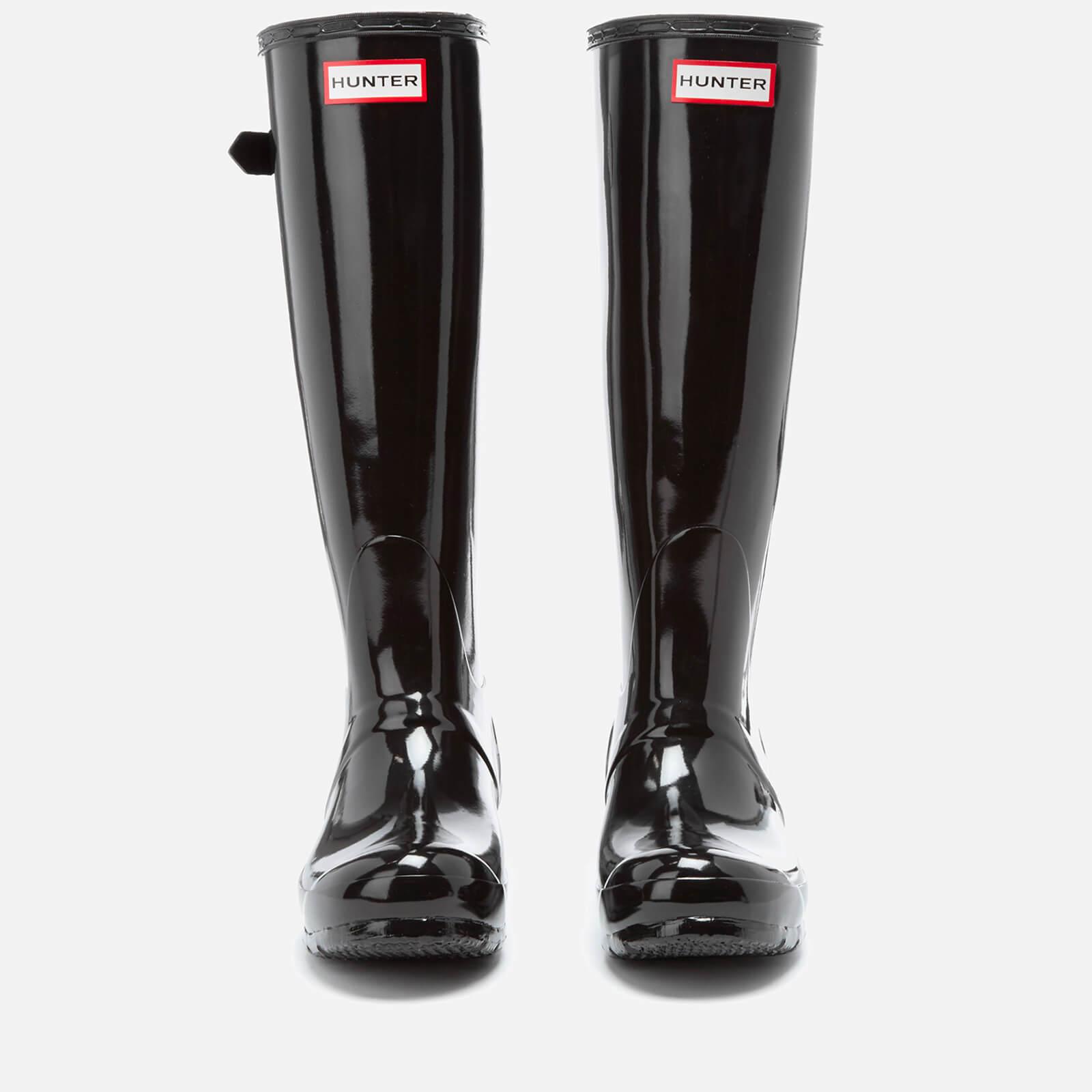 hunter tall black gloss wellies size 5