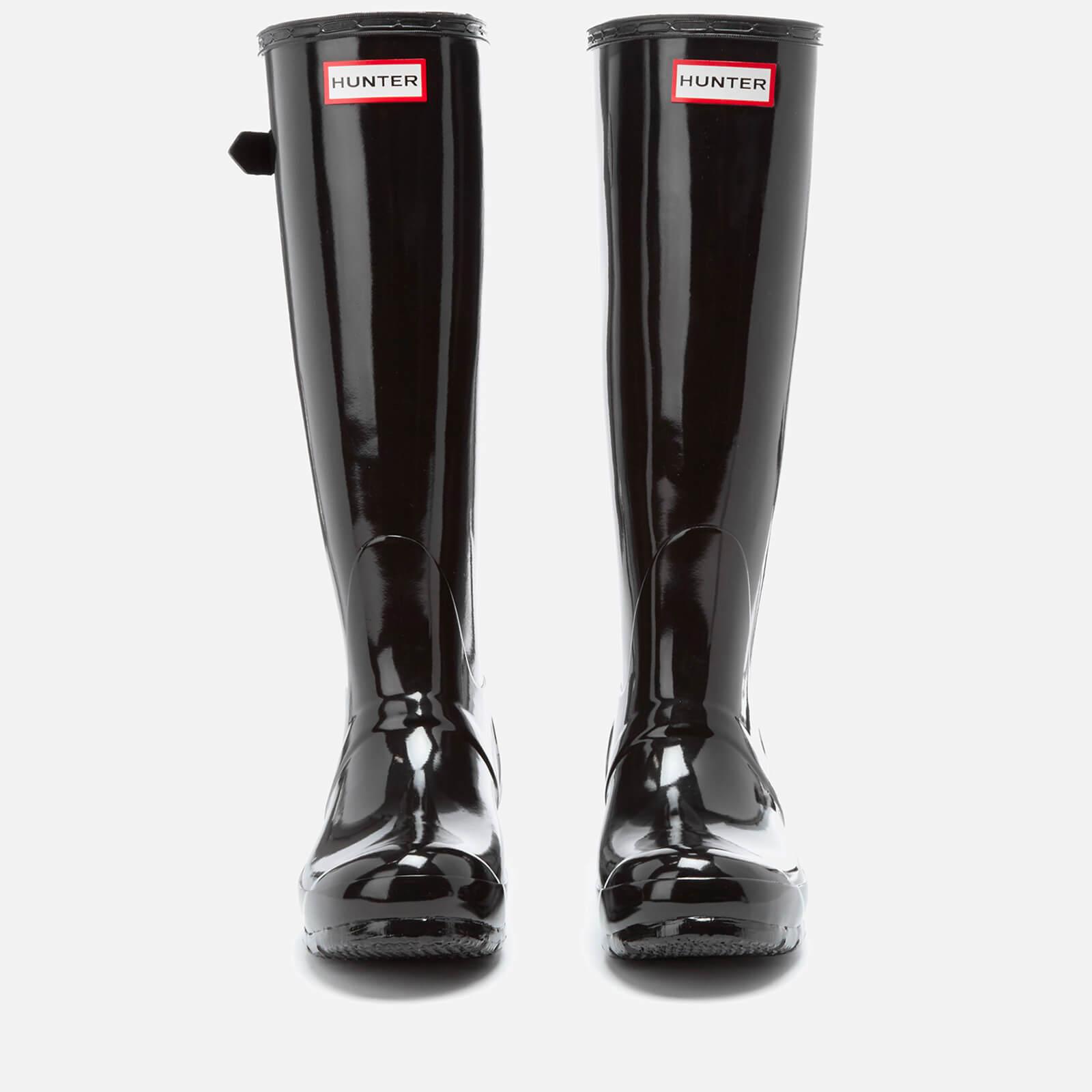 Hunter Rubber Original Back Adjustable Gloss Wellies In Black Lyst