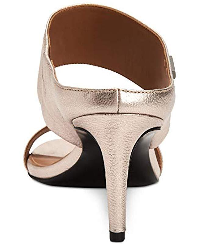 calvin klein women's cecily slip on heeled dress sandals