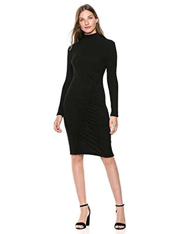 mock neck long sleeve black dress