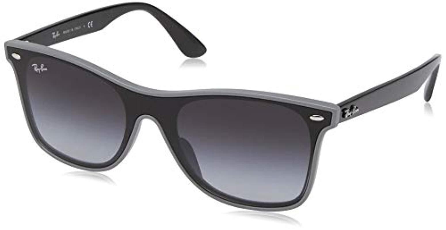 Ray Ban Blaze Wayfarer Round Sunglasses Grey Demishiny 41 Mm In Gray