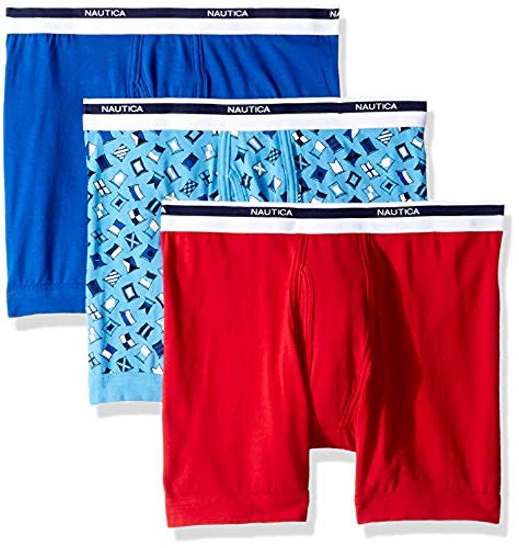 Nautica Cotton Stretch Classic Boxer Brief Multipack in Red for Men Lyst