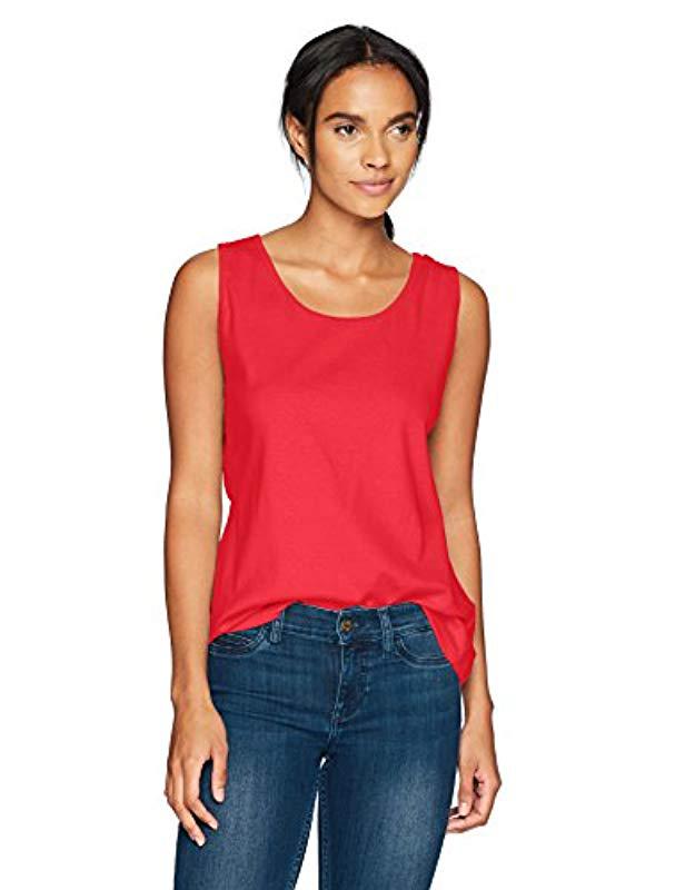 Lyst - Hanes Mini-ribbed Cotton Tank in Red - Save 13%