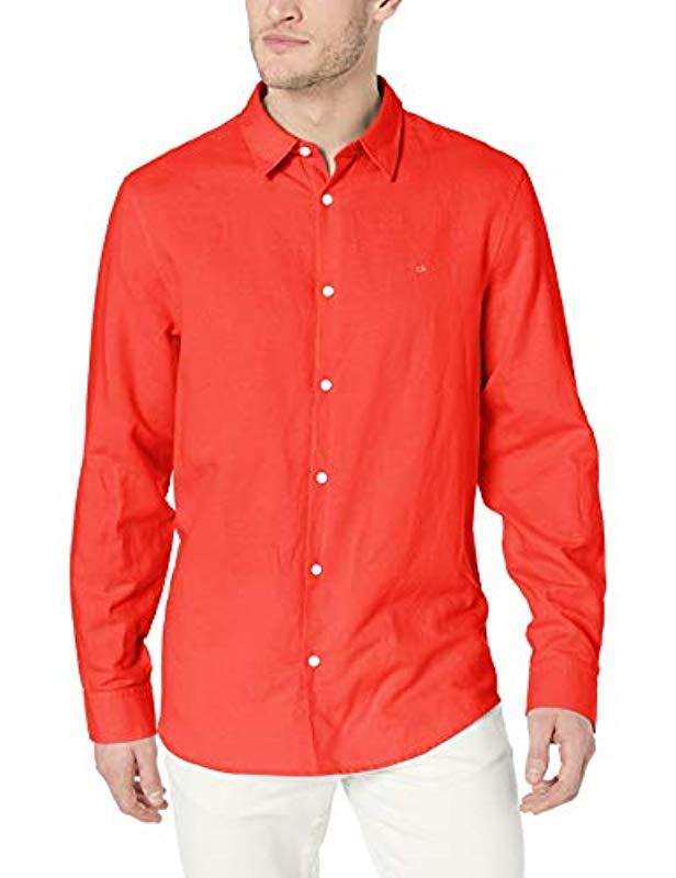 red button up shirt mens calvin klein