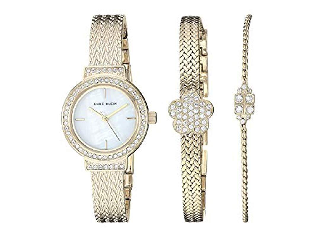 anne klein women's bangle watch and swarovski crystal accented bracelet set