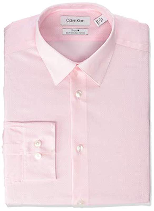 Calvin Klein Dress Shirt Non Iron Stretch Slim Fit Print in Pink for ...