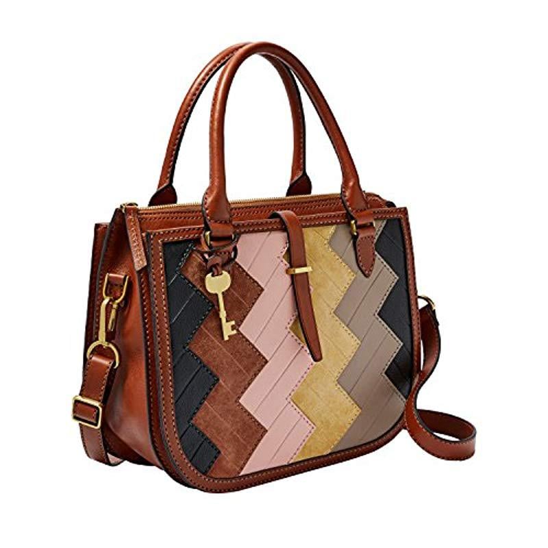 fossil ryder satchel brown