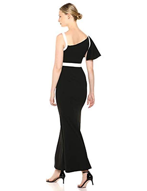 calvin klein one shoulder metallic gown