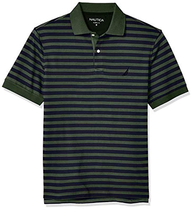 Nautica Classic Fit 100% Cotton Soft Short Sleeve Stripe Polo Shirt for ...