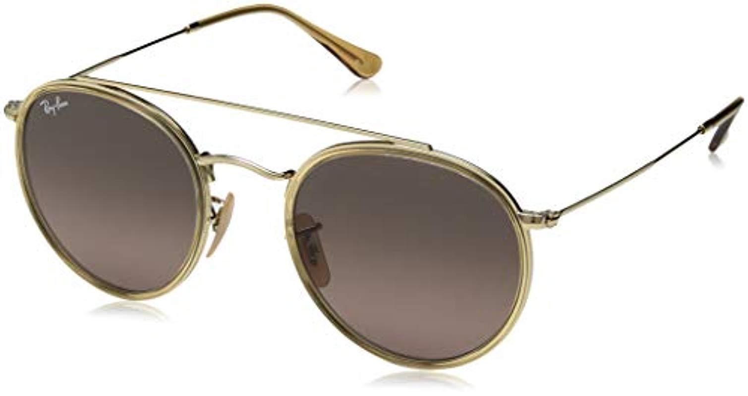 Ray Ban 0rb3647n Round Sunglasses Gold 537 Mm In Metallic Lyst 