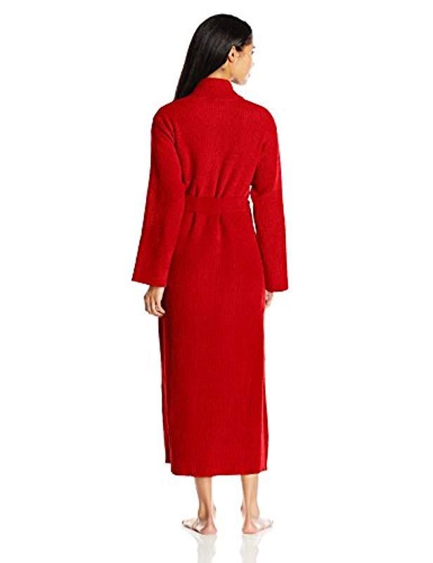 N Natori Ribbed Chenille Robe in Red Lyst