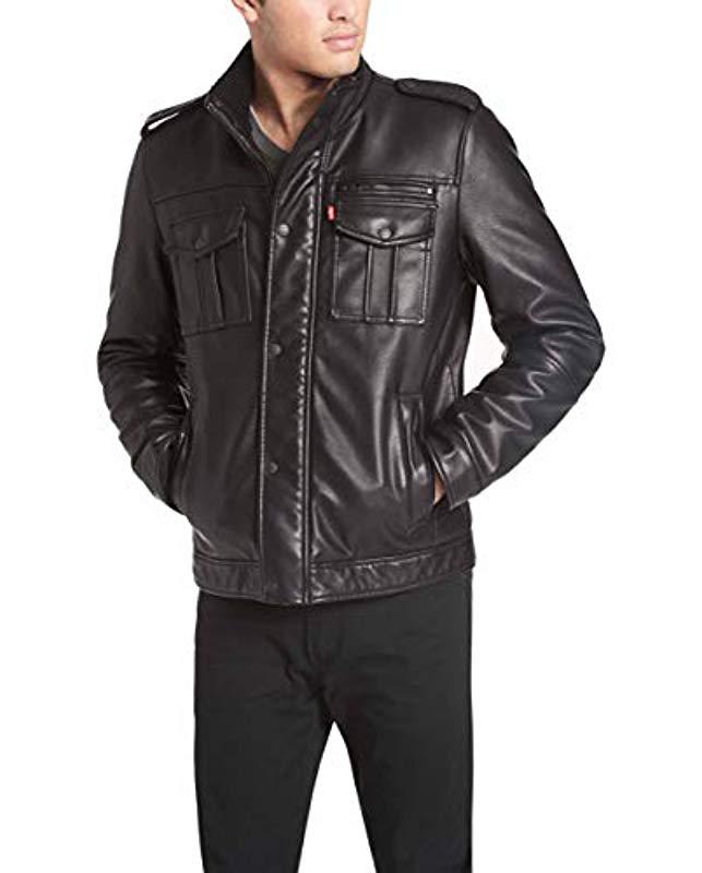 Lyst Levi S Vintage Deer Faux Leather Sherpa Military Jacket In Levi S Men Black Vintage Deer Faux Leather Sherpa Military Jacket