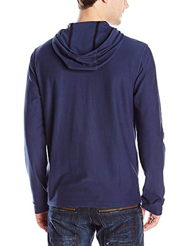 Lucky Brand Grey Label Popover Hooded Sweatshirt in Blue for Men - Lyst