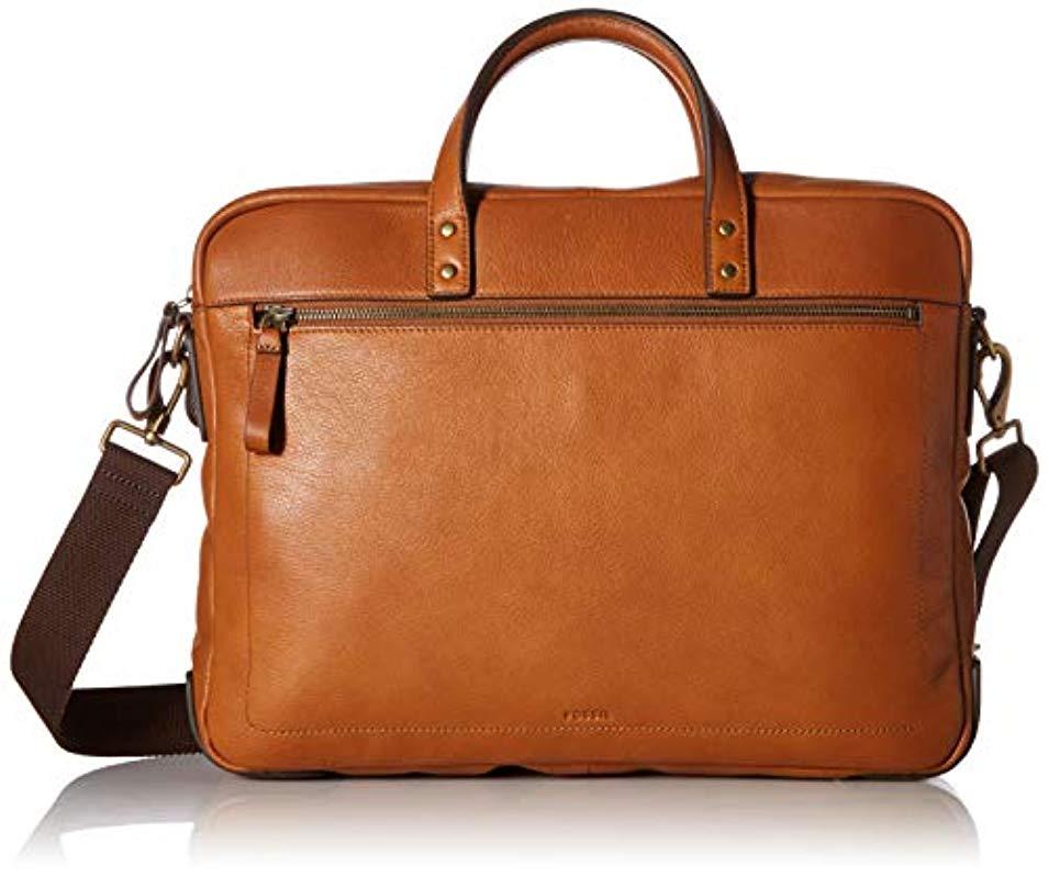 fossil haskell men's briefcase