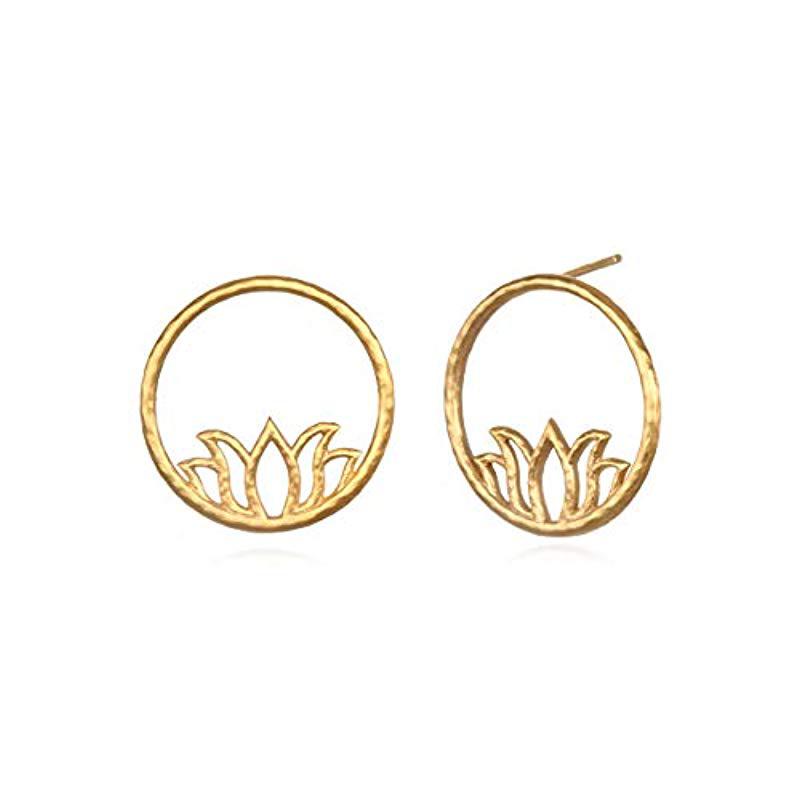 Lyst Satya Jewelry Lotus Earrings Hoop Earring Gold One Size In Satya Jewelry Women S Metallic Lotus Earrings