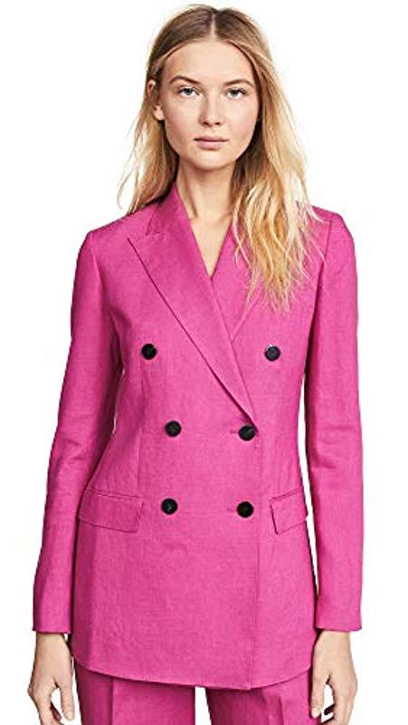 Theory Double Breasted Tailor Jacket in Pink - Lyst