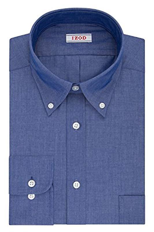 Izod Regular Fit Solid Buttondown Collar Dress Shirt in Blue for Men