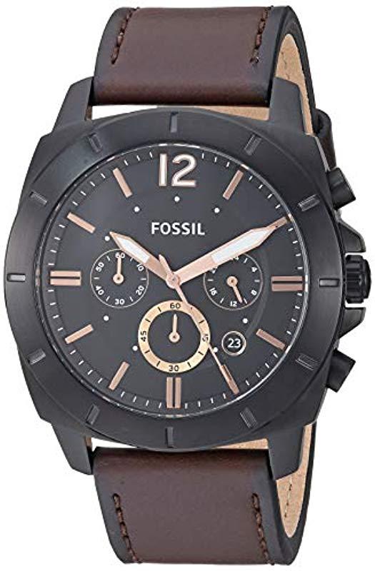 Fossil Privateer Sport Stainless Steel And Leather Multifunction Quartz ...