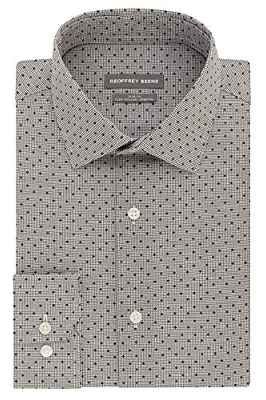 Geoffrey Beene Dress Shirt Slim Fit Flex Collar Stretch Print in Gray ...