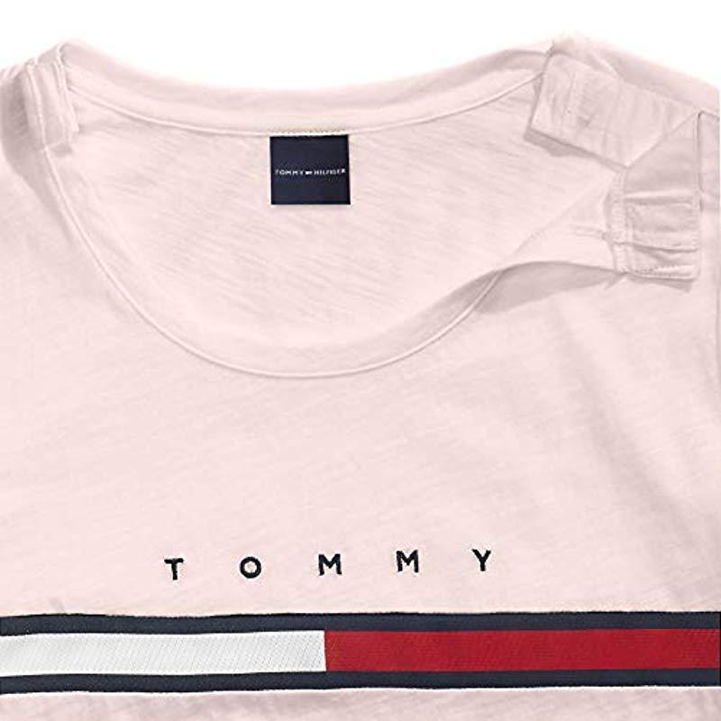 Tommy Hilfiger T Shirt With Magnetic Closure Signature Stripe Tee In Blue Lyst 3982