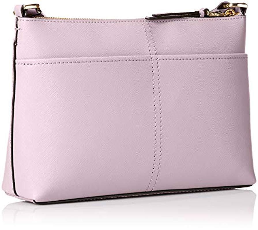calvin klein lily saffiano leather top zip crossbody