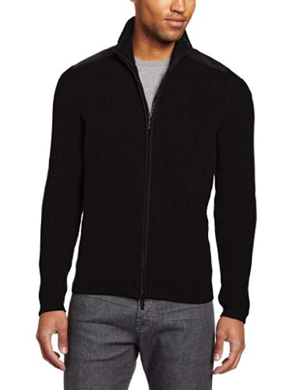 Download Kenneth Cole Full-zip Mock-neck Sweater in Black for Men ...