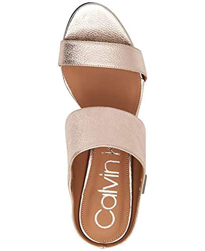 calvin klein women's cecily slip on heeled dress sandals