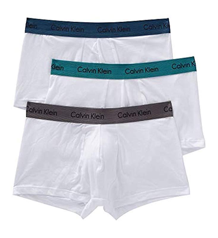 Lyst - Calvin Klein Cotton Stretch Multipack Low Rise Trunks in White ...