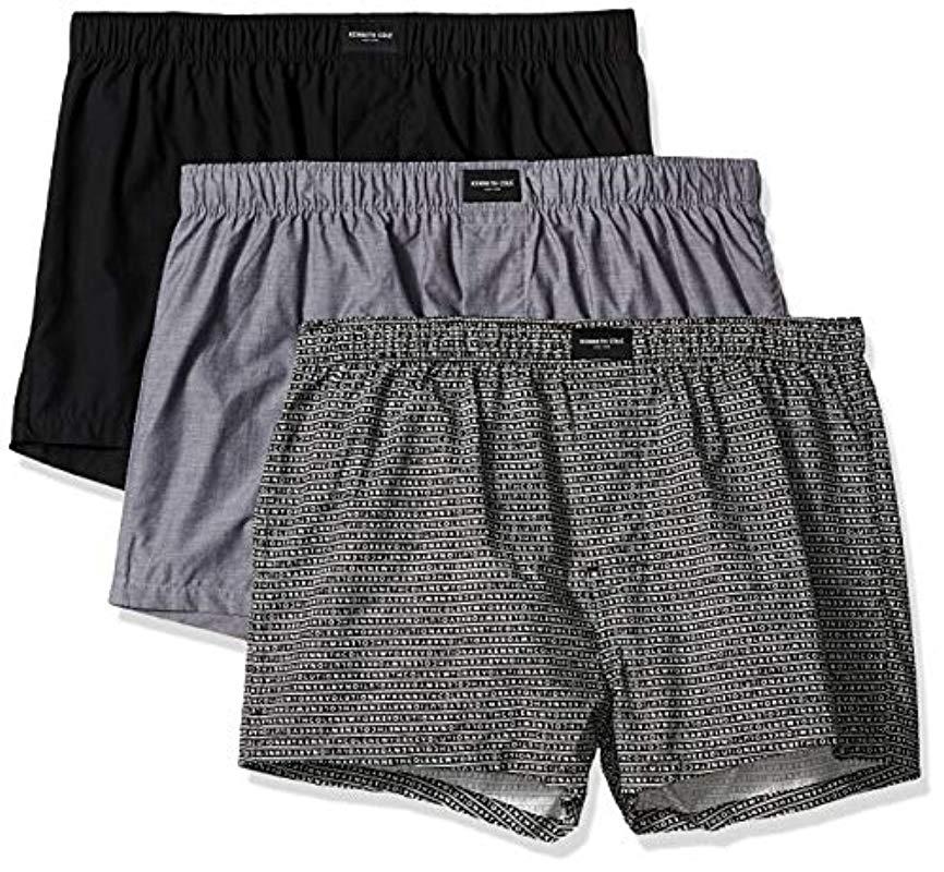 Kenneth Cole Underwear 100 Cotton Woven Boxers Multipack In Black For Men Lyst 
