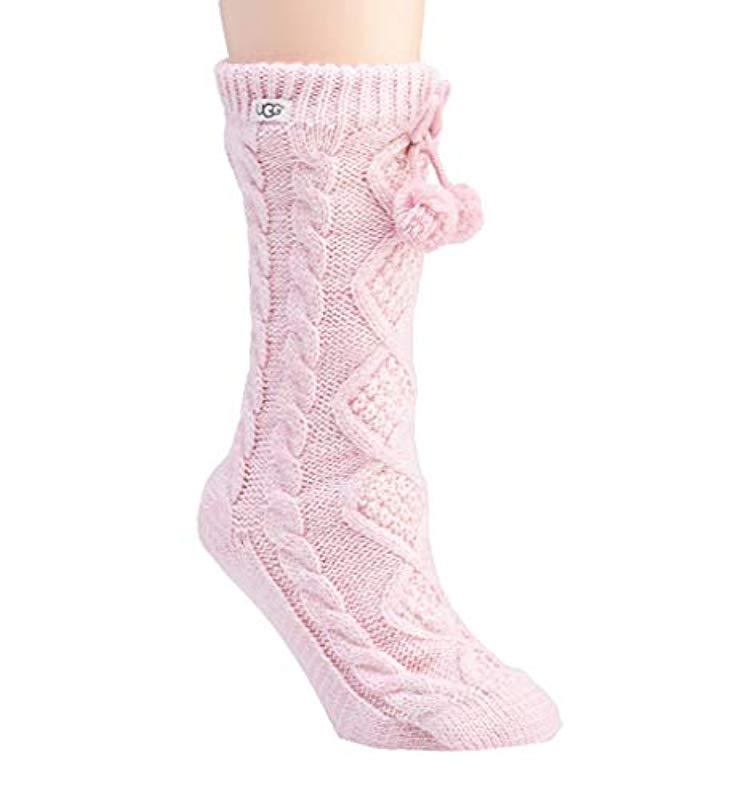 UGG Pom Fleece Lined Crew Sock in Pink Lyst