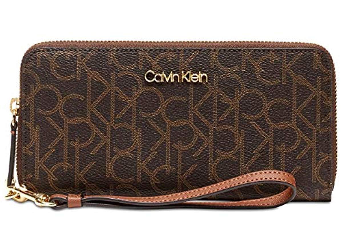 Calvin Klein Key Item Monogram Large Continental Zip Around Wallet in ...