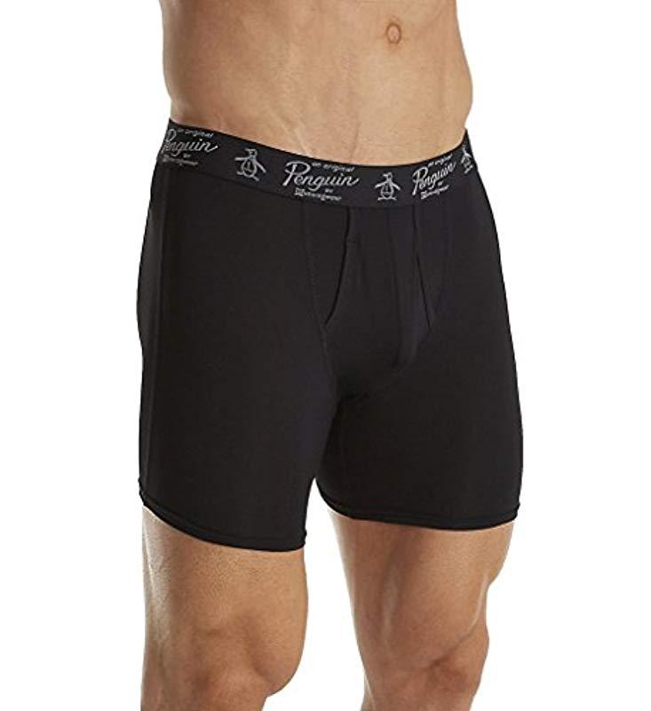 Original Penguin Cotton Spandex Boxer Brief Underwear in Black for Men