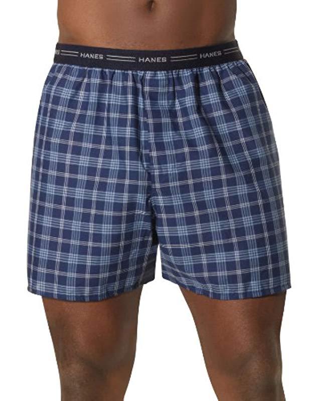Lyst - Hanes 5-pack Tagless, Tartan Boxer With Exposed Waistband ...