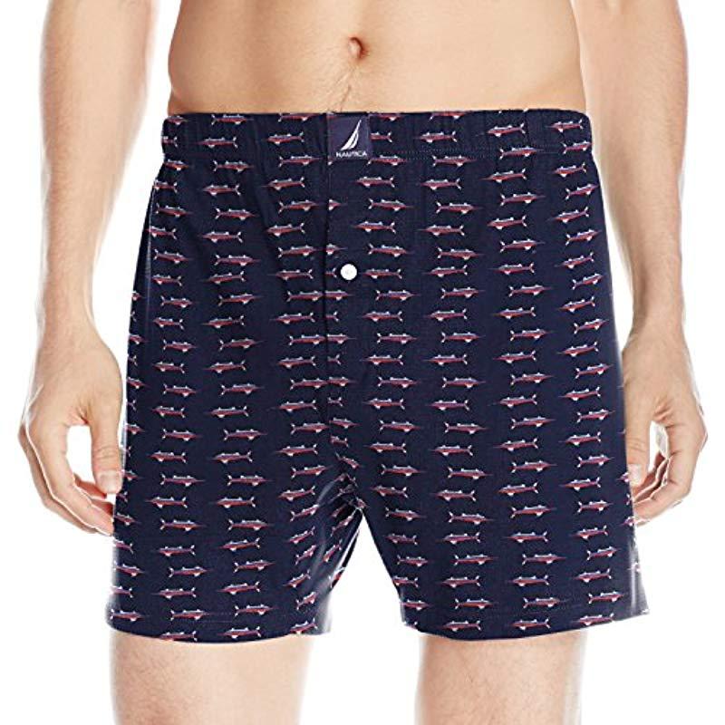 Nautica Classic Cotton Loose Knit Boxer in Blue for Men - Lyst