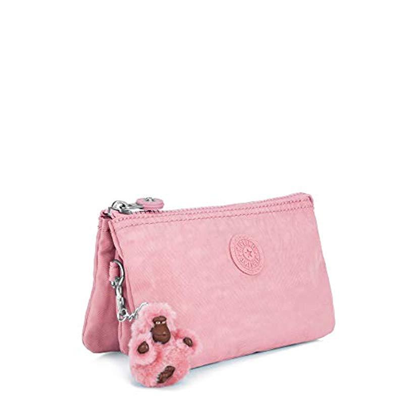 Kipling Creativity Large Pouch, Multi Compartment, Zip Closure in Pink