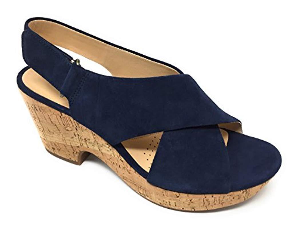 Clarks Leather Maritsa Lara Wedge Sandal in Blue - Lyst