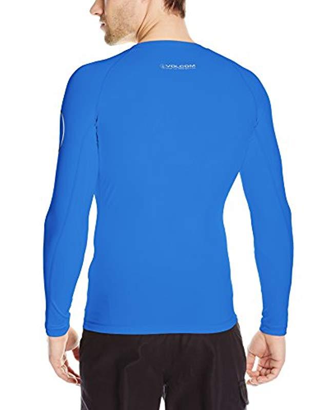 Volcom Solid Long Sleeve Rash Guard in Blue for Men - Lyst
