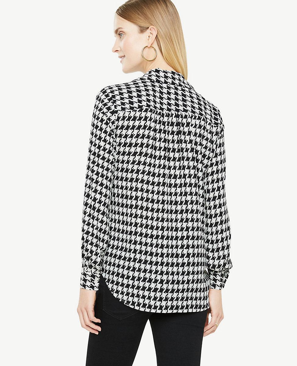 Lyst - Ann Taylor Houndstooth Camp Shirt in Black
