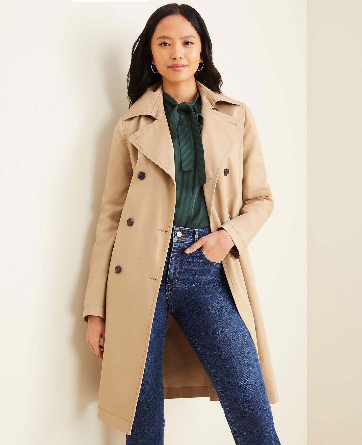 Ann Taylor Cotton Petite Trench Coat in Natural - Lyst