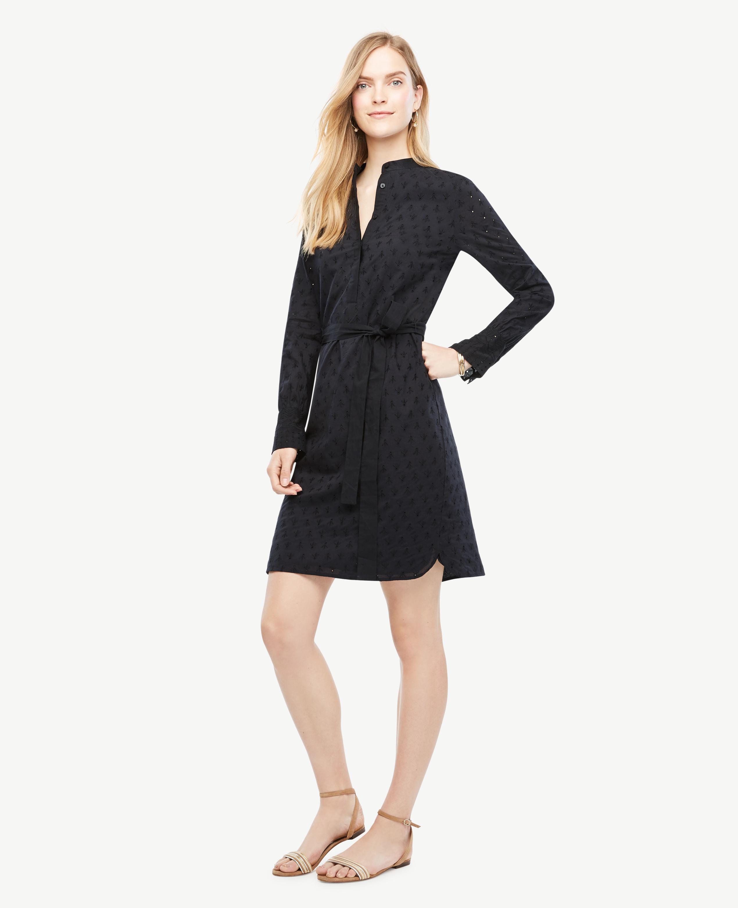 Lyst Ann Taylor Petite  Embroidered Cotton Shirt  Dress  in 