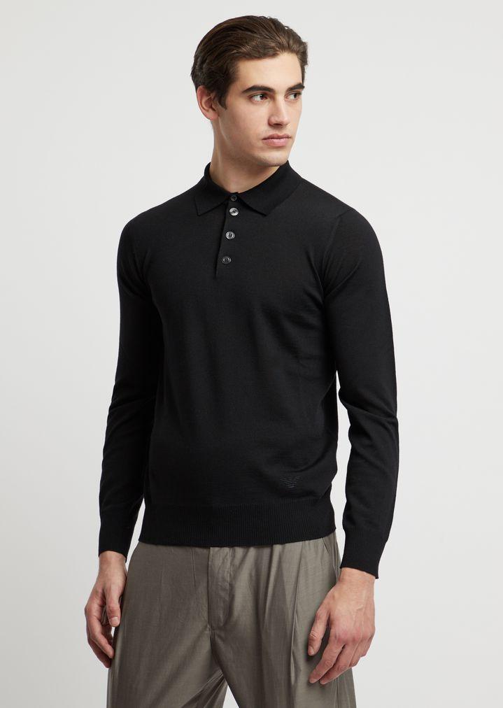 Lyst - Emporio Armani Knitted Polo Shirts in Black for Men