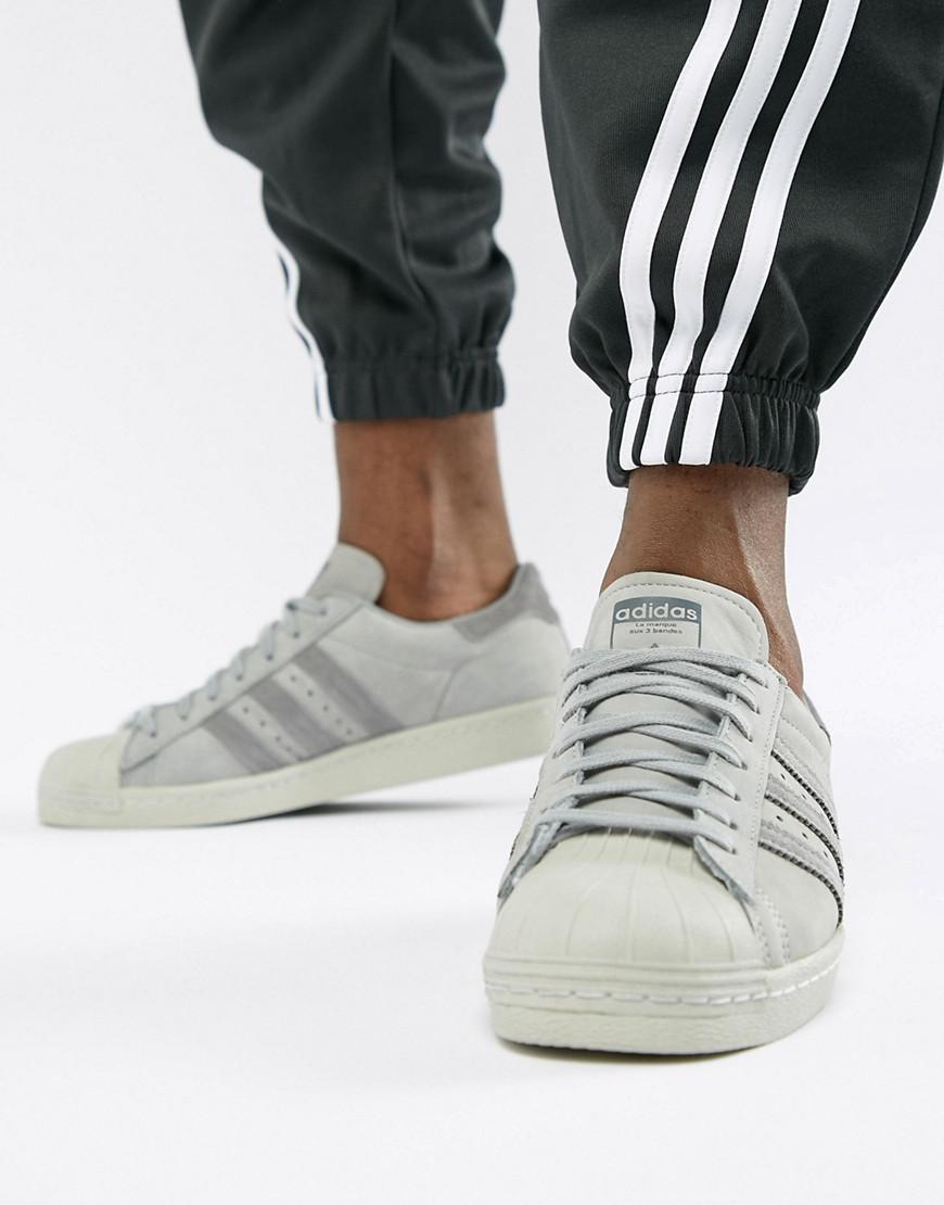 lyst adidas superstar 80 'allenatore originali gray per gli uomini. lyst adidas superstar 80 'allenatore originali gray per gli uomini.