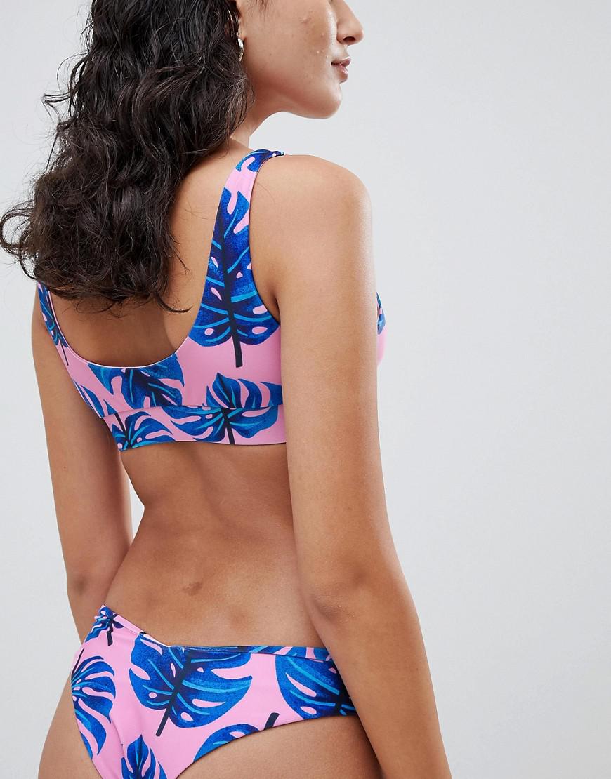 Kulani Kinis Tropical Crop Bikini Top in Blue Lyst