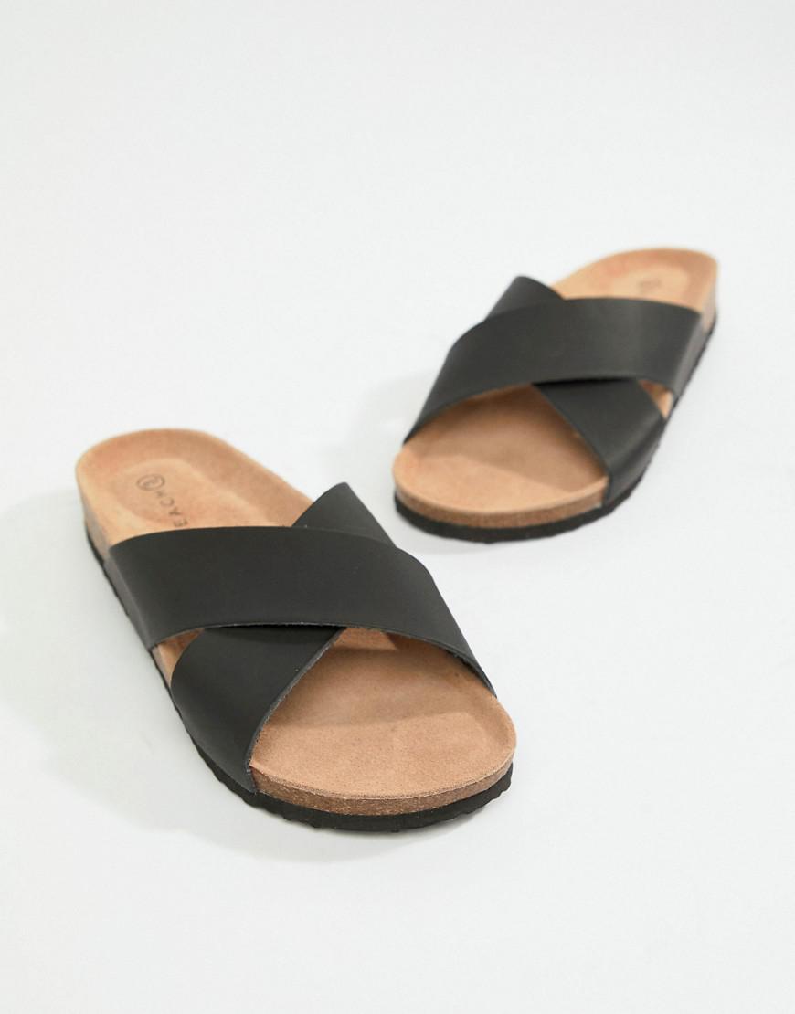 Lyst South Beach Black Cross Front Slides In Gallery