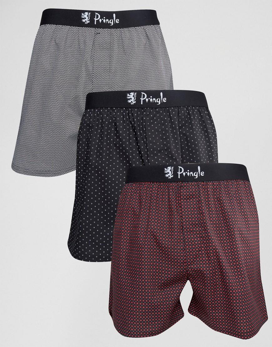 Lyst Pringle Of Scotland Woven Boxers In 3 Pack With Spot In Black in