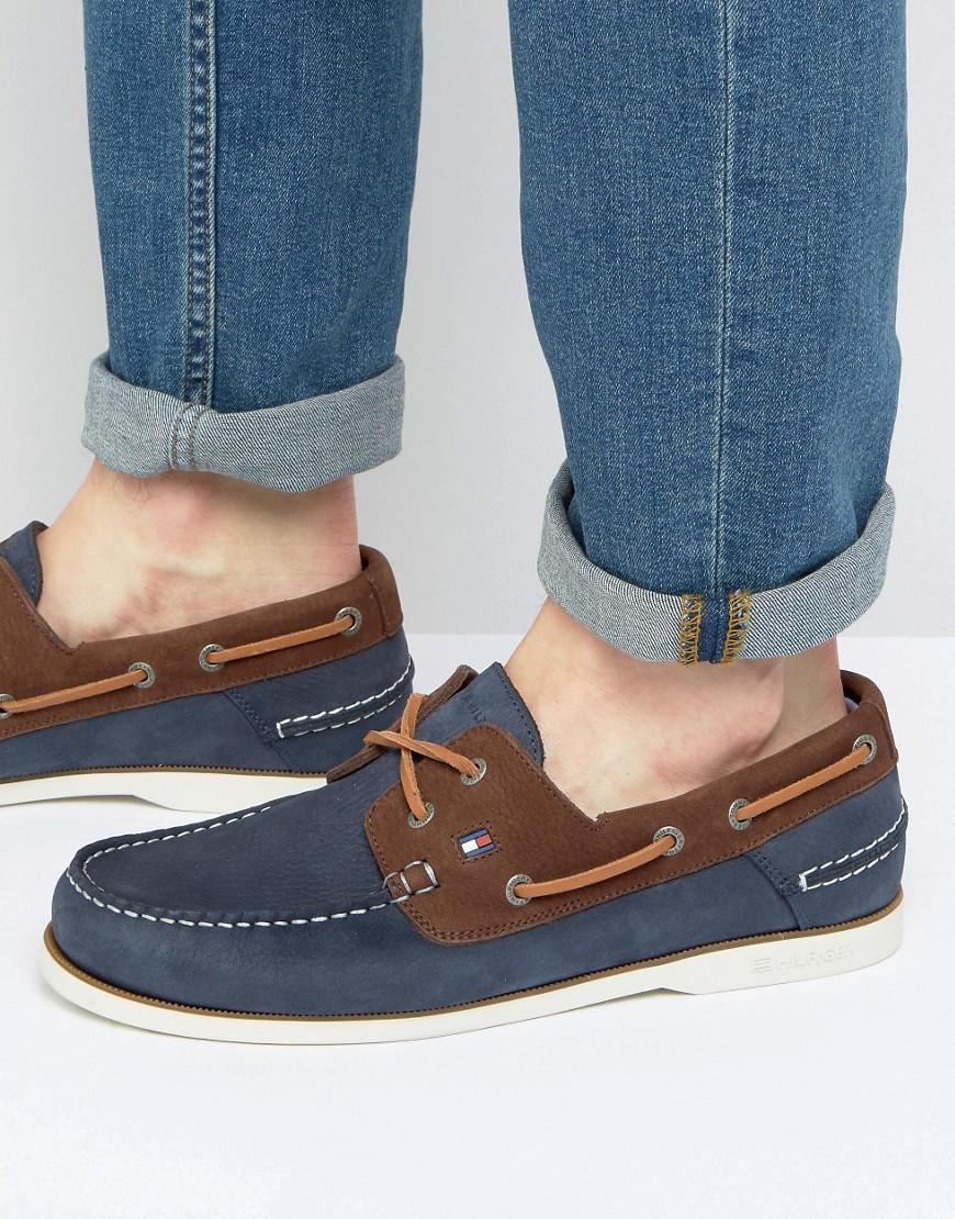 Lyst - Tommy Hilfiger Knot Nubuck Boat Shoes in Blue for Men