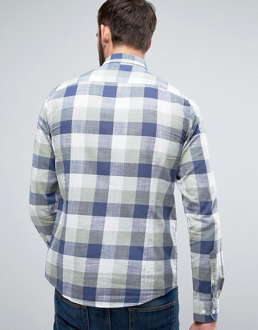 Only Sons Slim Fit Check Shirt In Green For Lyst only sons slim fit check shirt in green for lyst