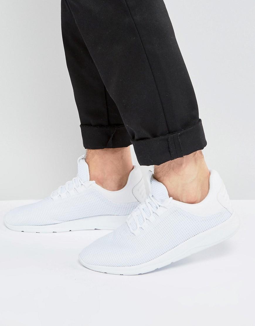 Bershka Lace Up Knit Trainers In White in White for Men - Lyst