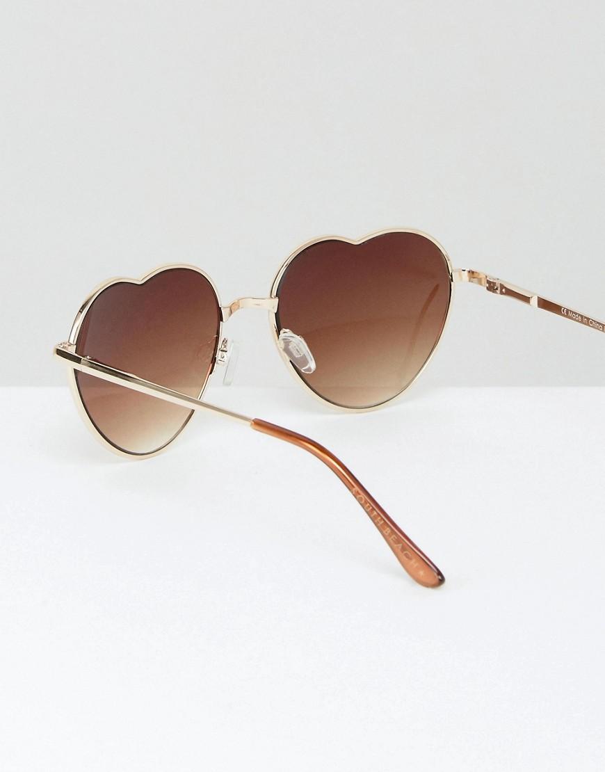 South beach Heart Shaped Metal Sunglasses With Gradient.