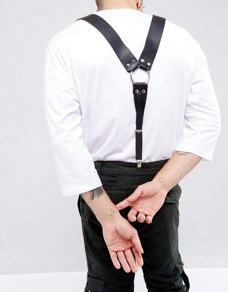 ASOS Leather Suspenders With D Rings in Black for Men Lyst